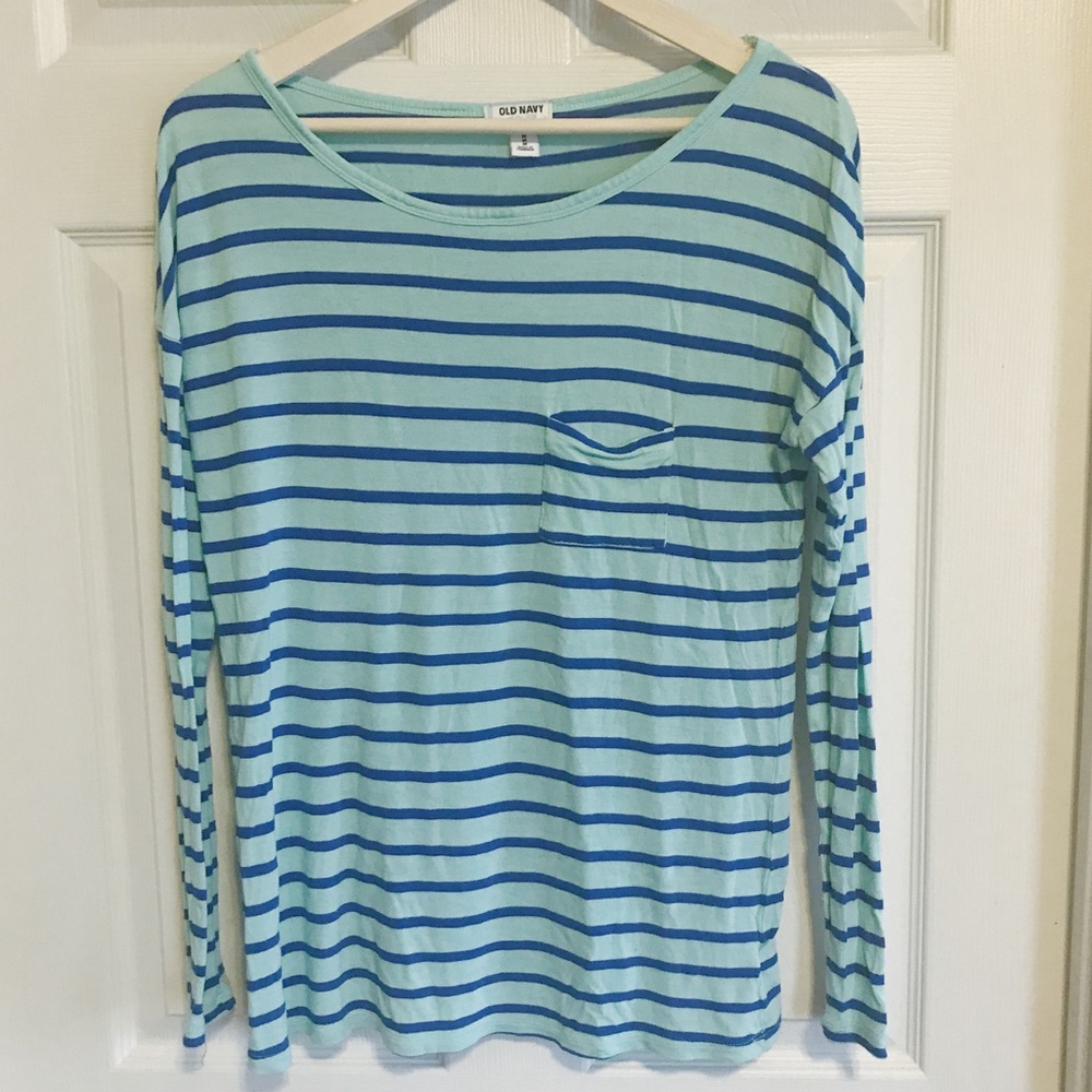Old Navy long sleeve blue stripe tee size medium